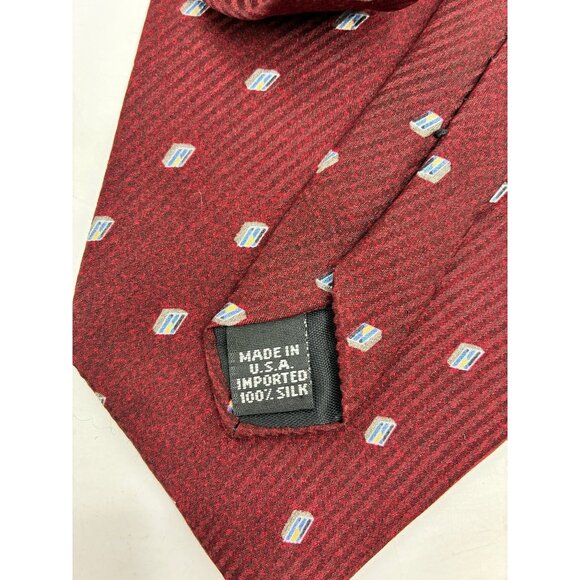 Geoffrey Beene Mens Long Tie Burgundy Dot Pattern Classic Silk Necktie - Picture 5 of 5